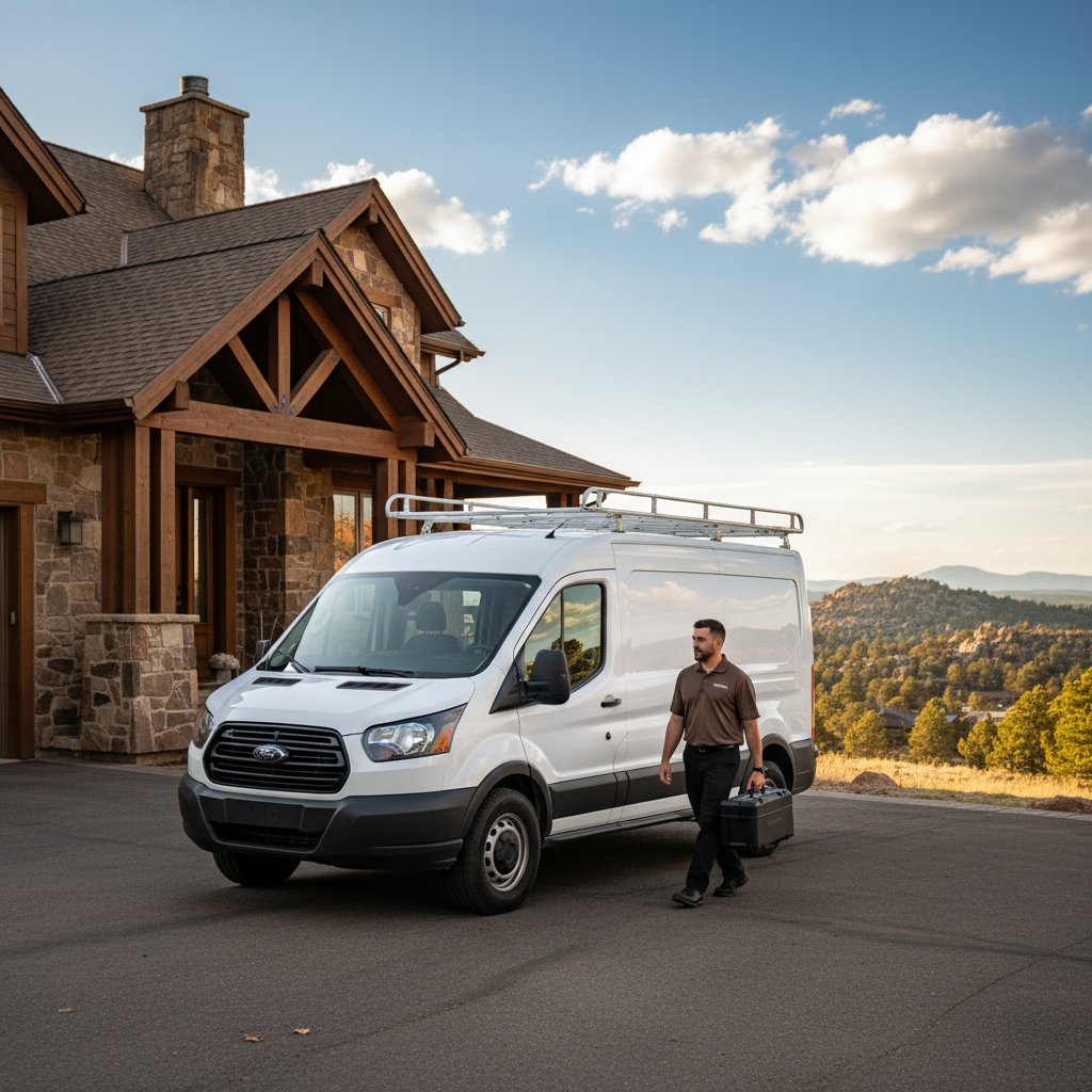 Professional appliance repair service arriving at Castle Rock luxury home